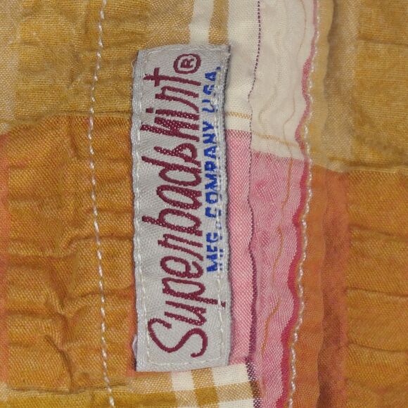 SBS Super Bad Shirt Button Up Mens XL Top Mustard Seersucker Flap Pockets Top - Picture 7 of 12